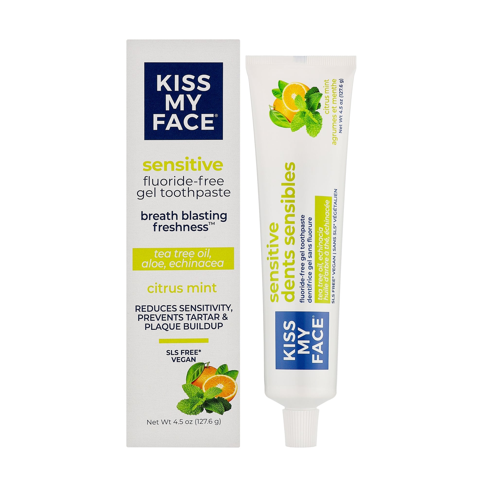 Гелева зубна паста Kiss My Face Sensitive Citrus Mint Gel для чутливих зубів, без фтору, 127.6 г